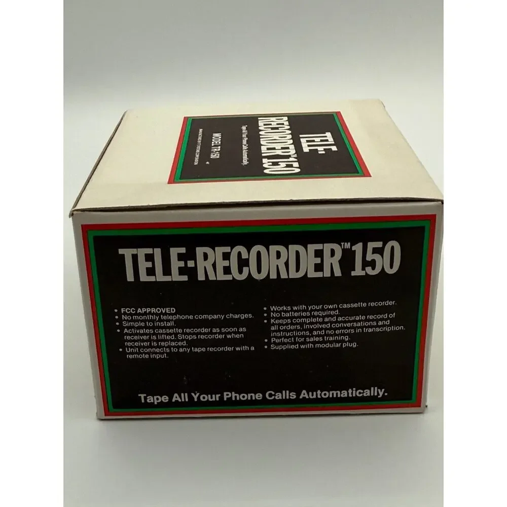 NOS Tele-Recorder 150 Telephone Call Recorder TR150 w/ Box Instructions